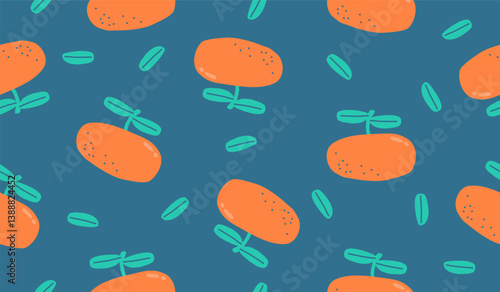 Cute orange fruits pattern background vector design