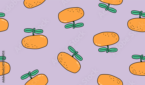 Cute orange fruits pattern background vector design