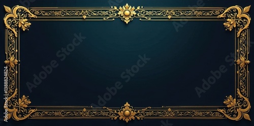 Intricate golden frame, vintage vector design Perfect for invitations , gold border, baroque, scroll