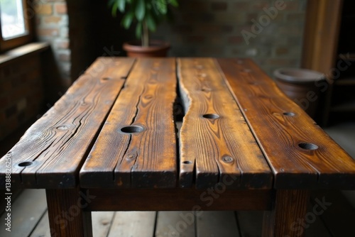 Antique wood table, deep grooves, aged patina, shabby, tabletop, wood grain