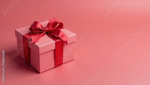Elegant gift box, tied with a vibrant red ribbon , satin, beautiful