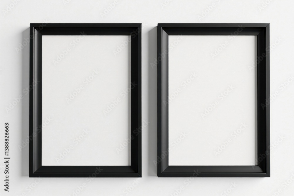 Two sleek black frames, minimalist design, empty , picture frame, set, artwork Two sleek black frames, minimalist design, empty , picture frame, set, artwork