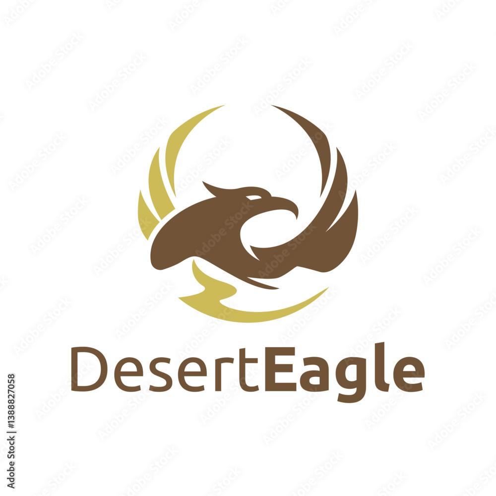 Obraz premium Golden Great Desert Eagle Logo Template
