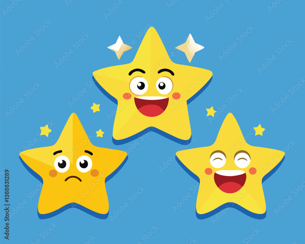 Cute Yellow Star Characters with Different Expressions Cute Yellow Star Characters with Different Expressions