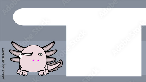 axolotl ball style character carton background illustration in vector format