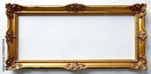 Long, thin, antique gold frame cutout; perfect for design projects , rectangular frame, graphic