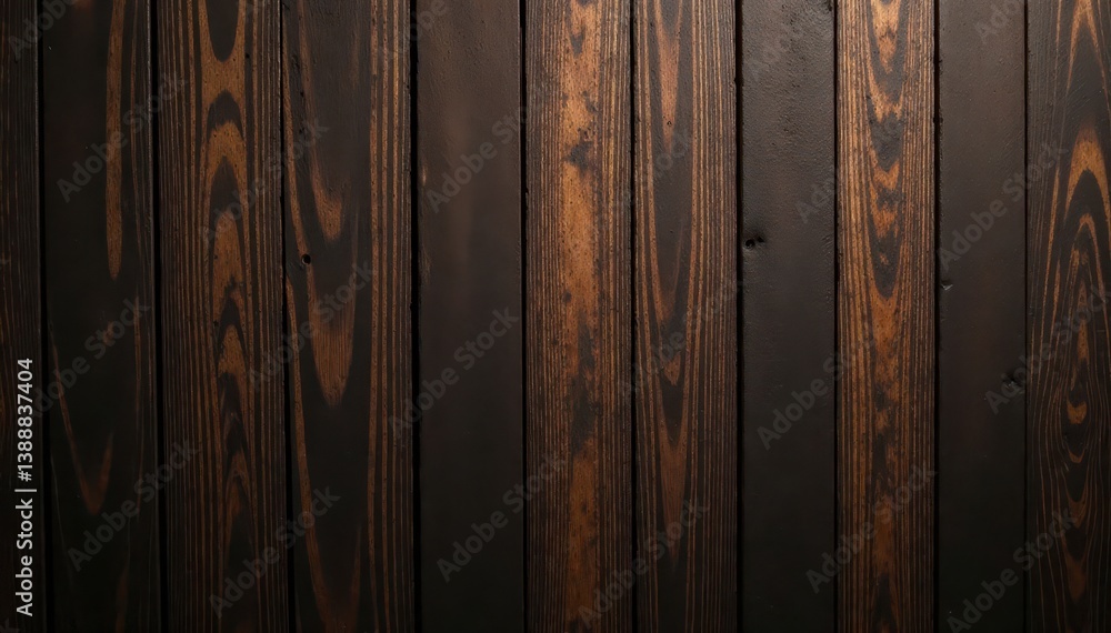 Obraz premium Dark brown wood, vertical lines, coarse texture, grain, photography, deep brown wood