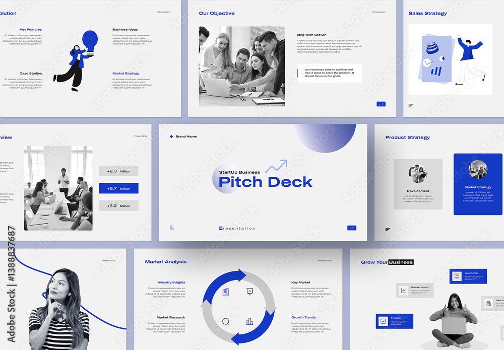 Startup Pitch Deck Presentation Layout Stock Template | Adobe Stock