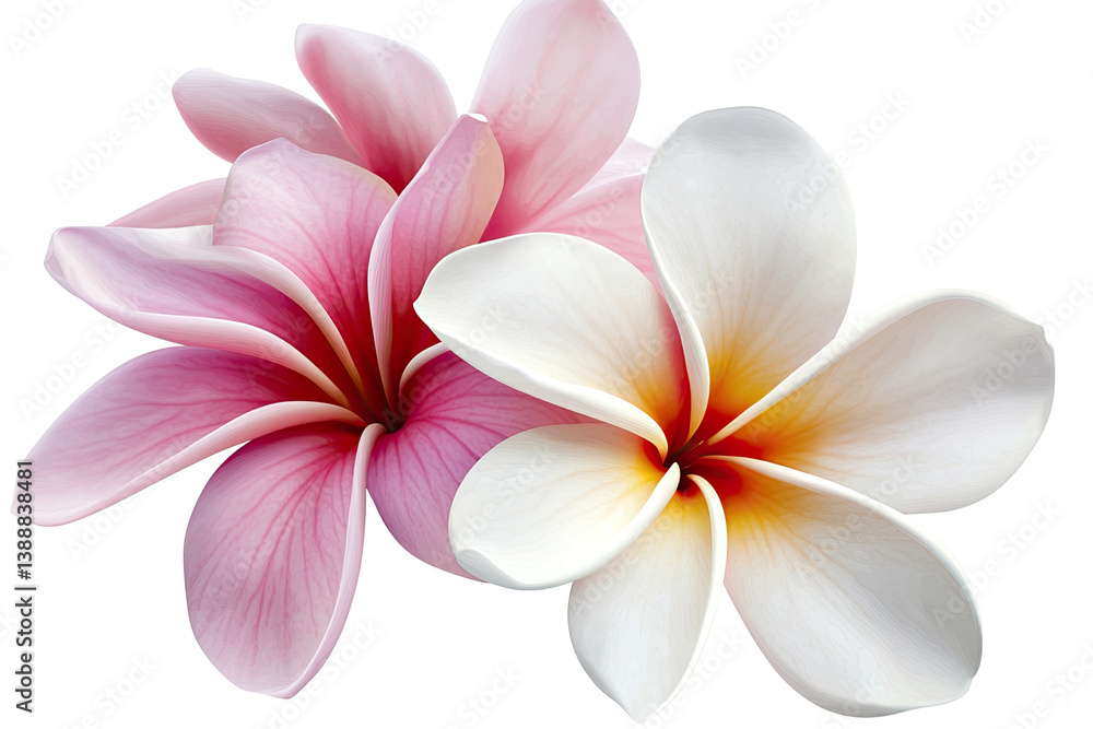 Naklejka premium Close-up of two plumeria blossoms