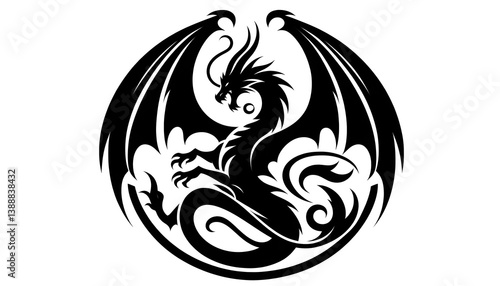 Wallpaper Mural Minimalist dragon logo with bold details and powerful presence. Vector illustration. Ideal for logos, branding, or decorative purposes Torontodigital.ca