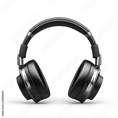 Premium black wireless headphones over ear noise cancelling studio monitor isolated on white background