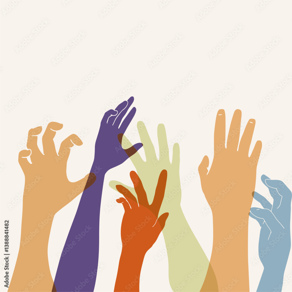 Various gestures of human hands. People in need of help concept. Various gestures of human hands. People in need of help concept.