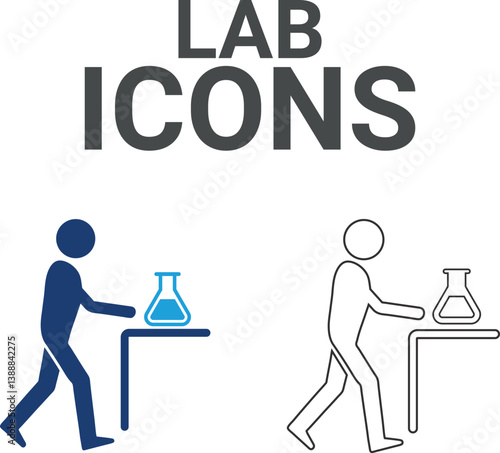 Lab icons. Containing experiment, test tube, microscope, flask, chemical, biology, research, lab and more. Solid vector icons collection.