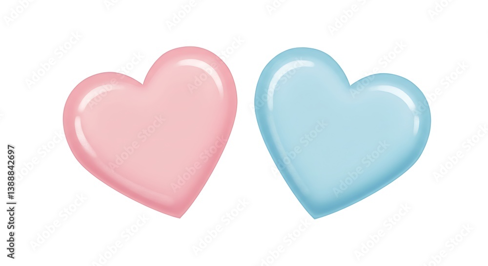 Pastel Pink & Blue Hearts: Gentle Love Illustration AI Generated Pastel Pink & Blue Hearts: Gentle Love Illustration AI Generated