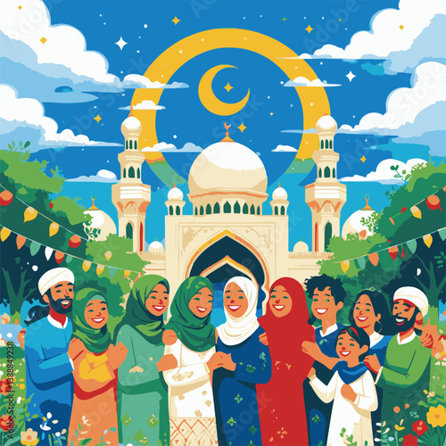 Eid Al Adha Mubarak Banner flat Illustration Design