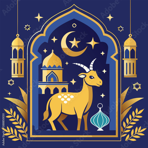 Eid Al Adha Mubarak Banner flat Illustration Design