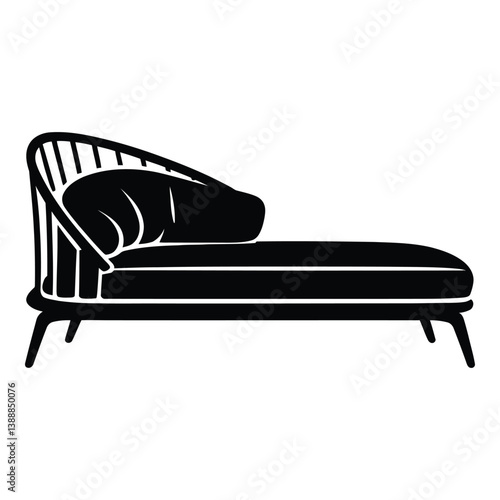 Daybed Silhouette, Vector, Icon, Logo, White Background.