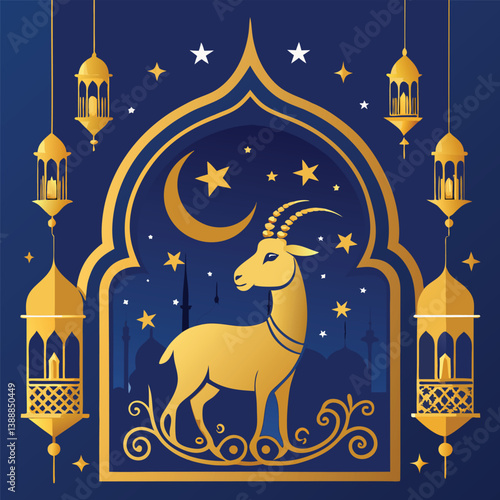 Eid Al Adha Mubarak Banner flat Illustration Design