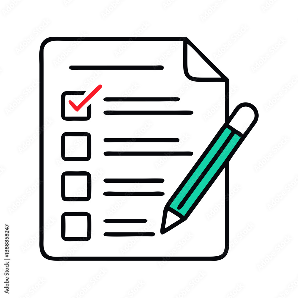 Document with Checklist and Pencil Icon Design Document with Checklist and Pencil Icon Design