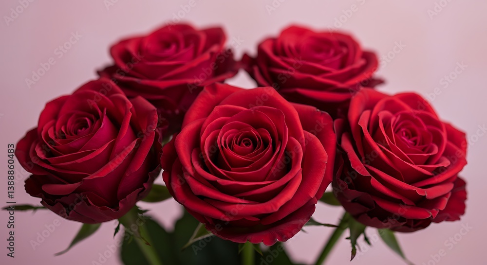Fototapeta premium Crimson Roses: A Velvet Embrace AI Generated
