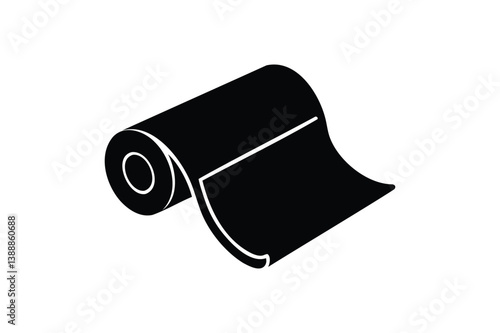 Paper roll icon silhouette on white background