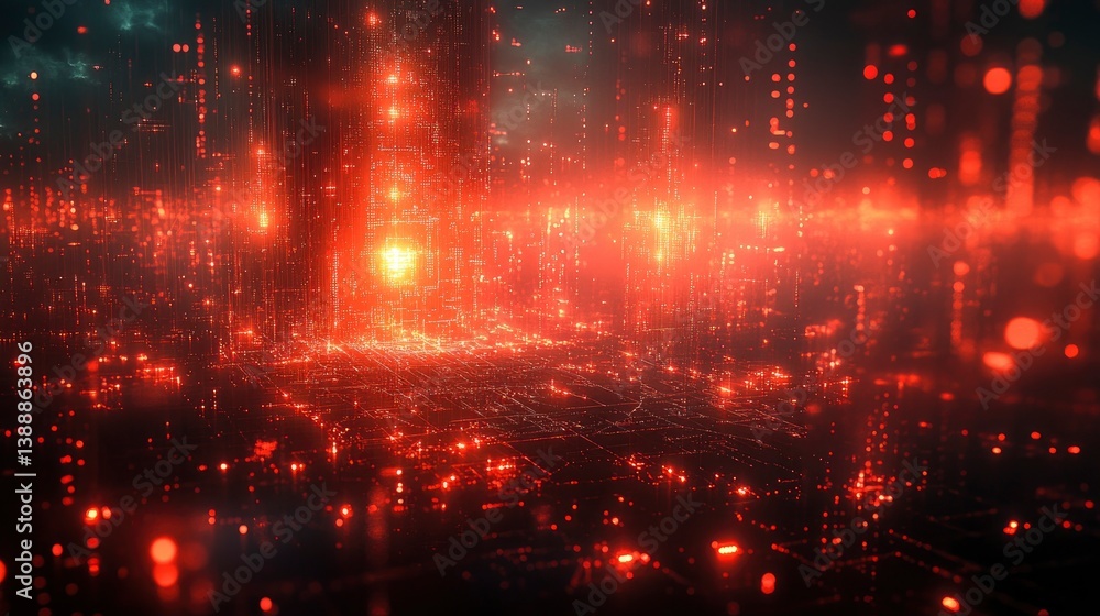 Fototapeta premium Network of interconnected smart devices in geometric space