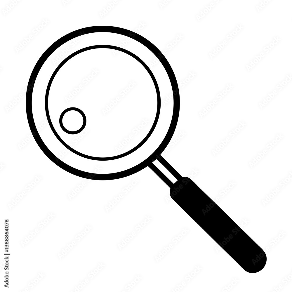 Simple Black And White Magnifying Glass Icon For Search Or Research Simple Black And White Magnifying Glass Icon For Search Or Research