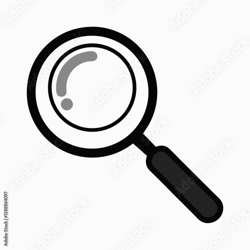 Simple Magnifying Glass Illustration In Black And White With Gray Details
