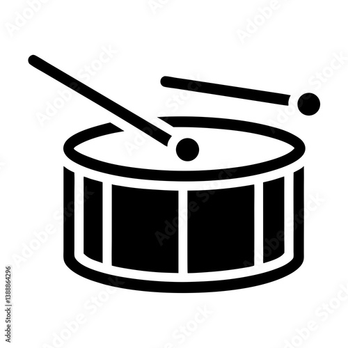 Drum And Drumsticks Icon Black And White Illustration Music Instrument