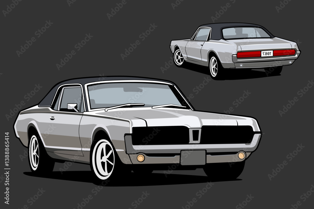 Naklejka premium classic car show illustration design icon vector 