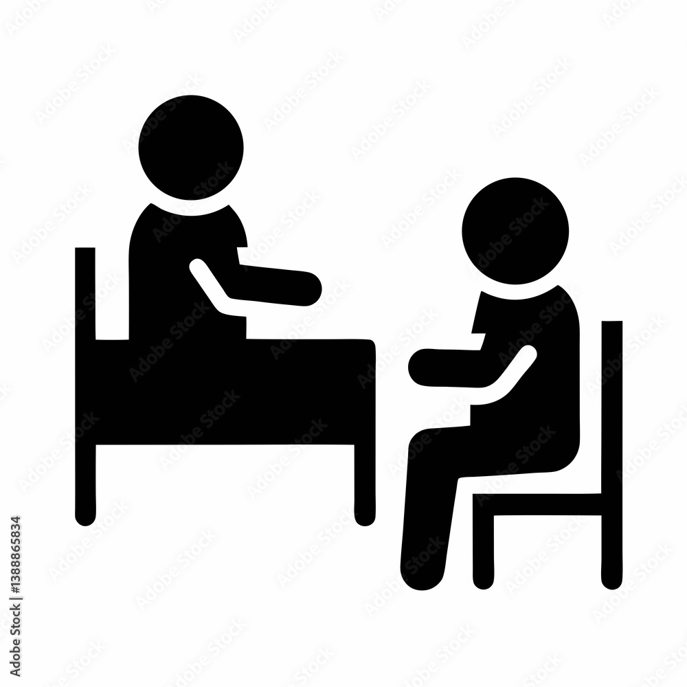 Therapy Session Pictogram Representation Of Patient Meeting With Psychologist Or Counselor Therapy Session Pictogram Representation Of Patient Meeting With Psychologist Or Counselor