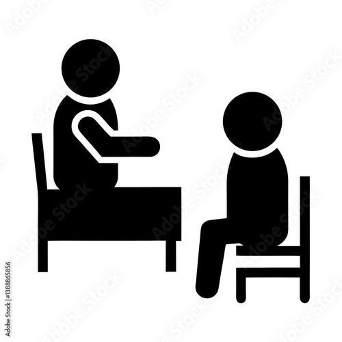 Icon Illustration Of Therapist Consulting Patient In Counseling Session Black Silhouette