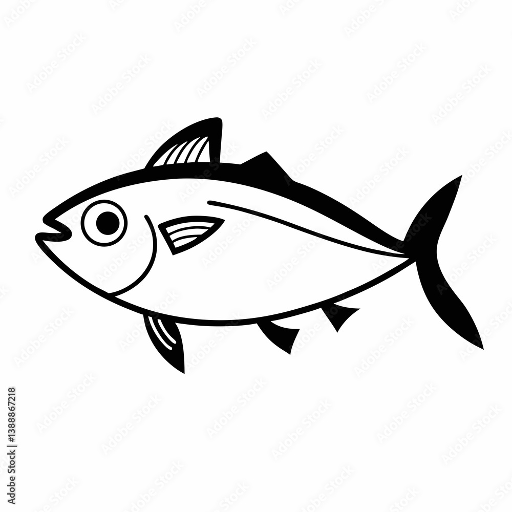 Stylized Fish Illustration In Black And White Line Art Design Stylized Fish Illustration In Black And White Line Art Design