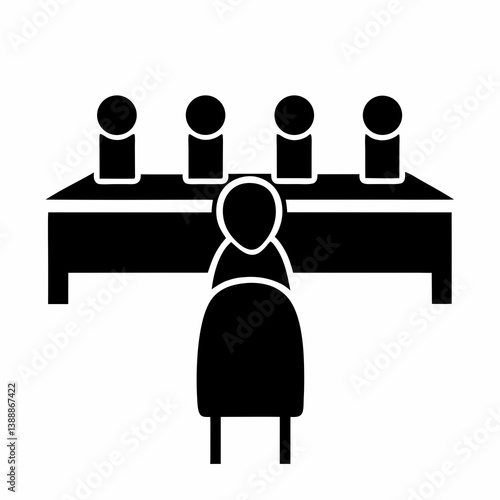 Job Interview Panel With Candidate Facing Multiple Interviewers Vector Illustration