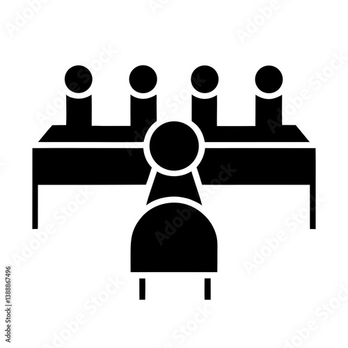Board Meeting Illustration With Four Participants And Moderator In Simple Icon Style