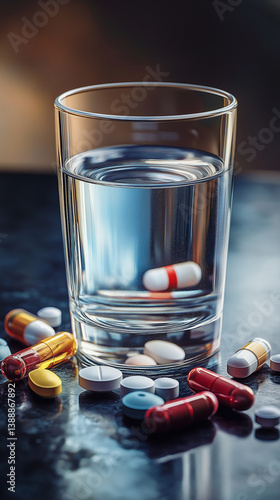 pills and glass