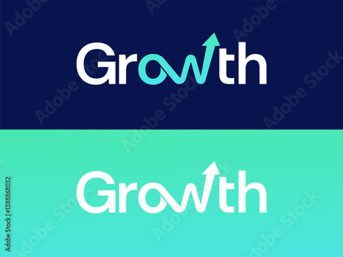 Creative Modern Letter "Growth" with connected letter o and w growth arrow up logo vector design concept. Graphic alphabet Letter "Growth" for corporate identity, business, investment, financial tech.