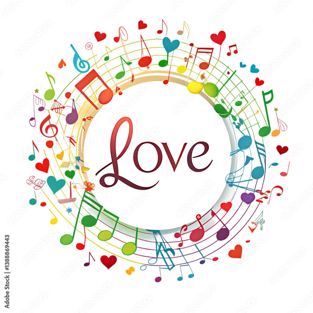 Fototapeta premium Love Music Notes Hearts Design