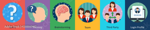 A set of 6 mix icons as query, thinking, brainstormin