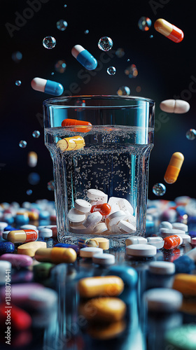 pills in a glass