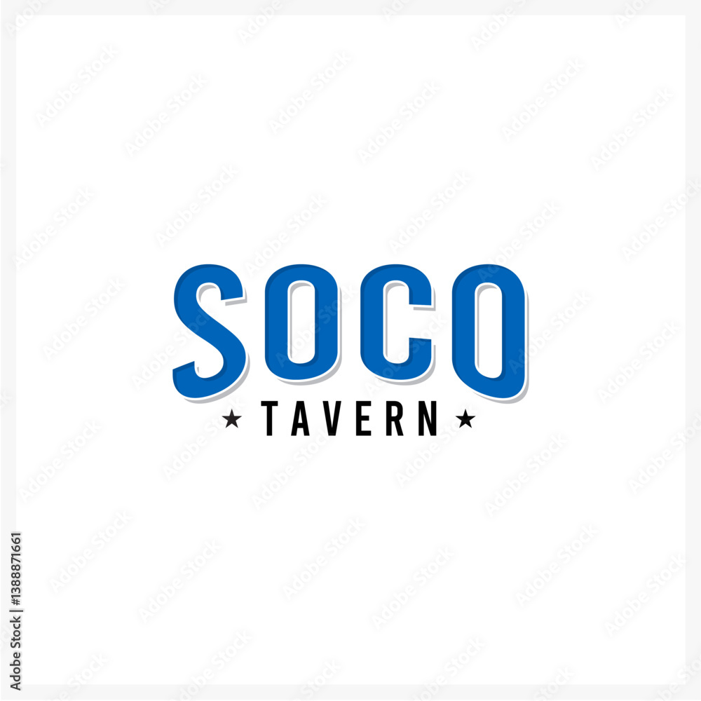 Modern Blue SOCO Tavern Logo Design Modern Blue SOCO Tavern Logo Design