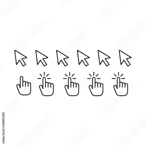 Mouse Cursor & Click Icons – Minimalist Line Vector Collection for UI Design