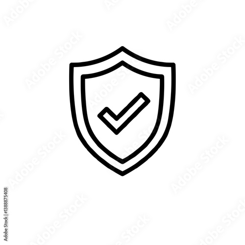 Security Shield Icon with Checkmark in Minimalist Style  