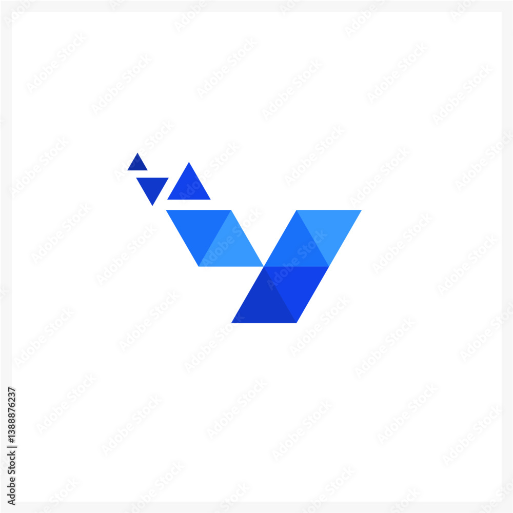 Abstract Geometric Letter V Logo in Blue Gradient for Modern Branding Abstract Geometric Letter V Logo in Blue Gradient for Modern Branding