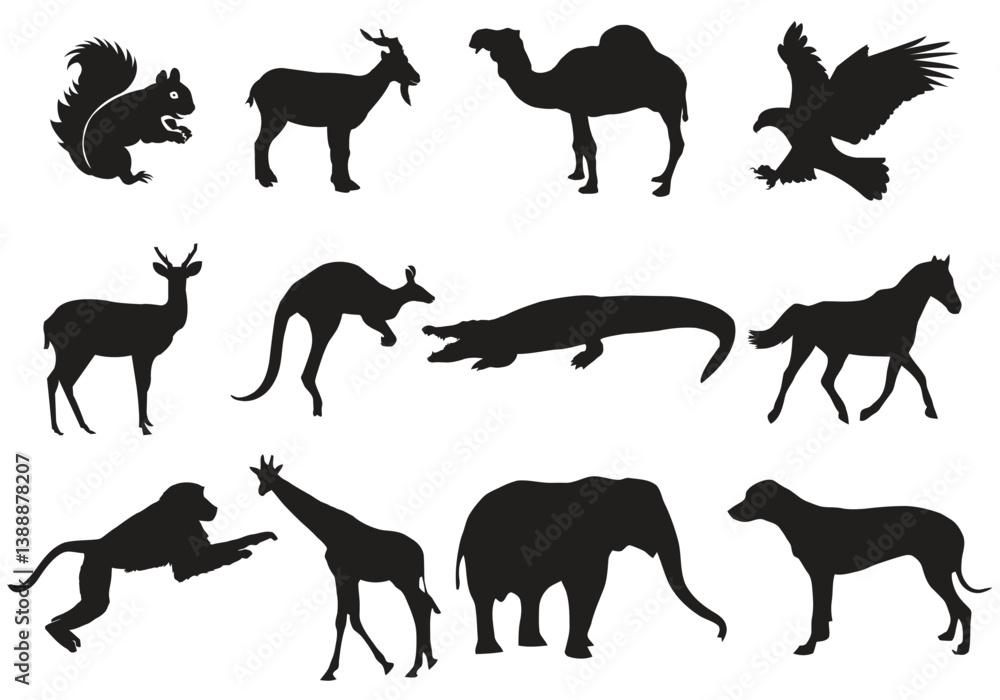 Obraz premium Wild Animal Silhouettes Collection for Nature and Wildlife Design