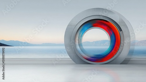 Modern Ring Design: A close-up of a contemporary design element, featuring a captivating blend of colors and an artistic circular arrangement. Ideal for showcasing a vision of innovation and style.