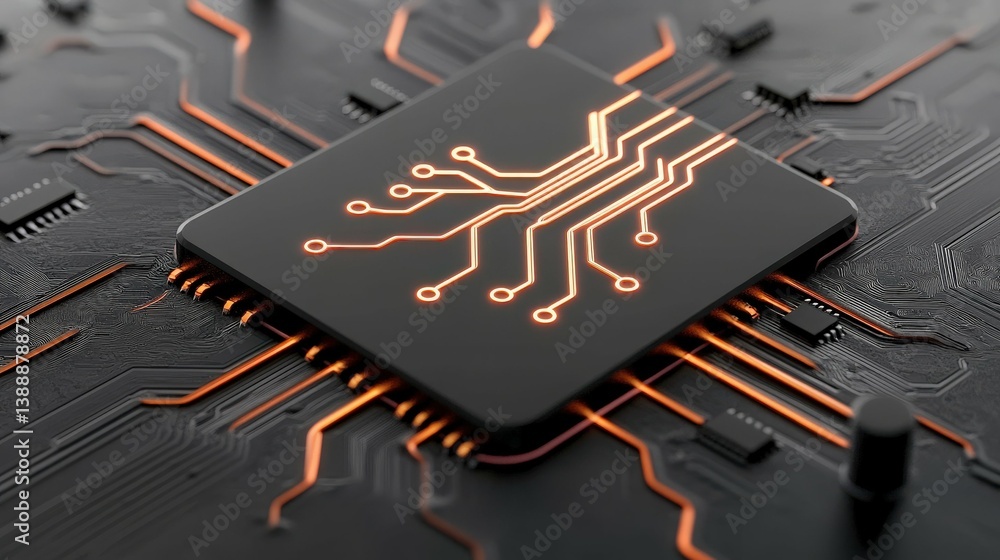 Innovation in Silicon: An in-depth exploration of a central processing unit, showcasing its intricate architecture and futuristic design.