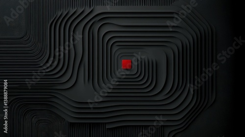Obraz na płótnie Circuitous Abstraction: A striking, top-down perspective of a circuit board design, featuring intricate layers and a vibrant central point, inviting contemplation of complexity and interconnectedness. w salonie