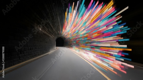 Obraz na płótnie Illuminating the Passage: A tunnel scene transitioning to burst of vibrant light in a photorealistic display, symbolizing the journey to enlightenment, a conceptual representation of progression. w salonie