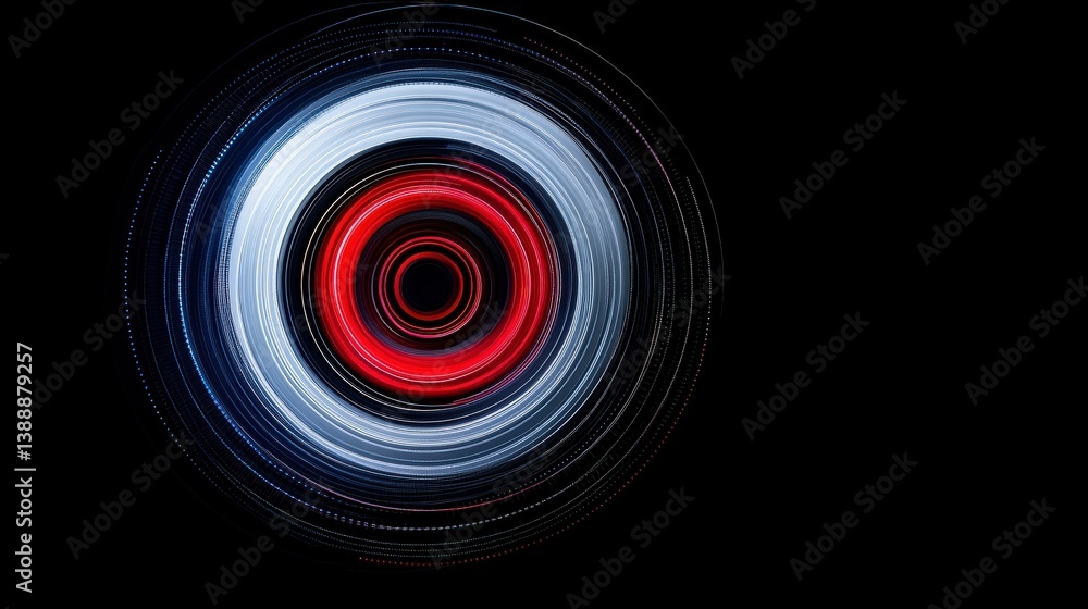 Red Core in Orbit: A mesmerizing visual, capturing the essence of technology and future, with concentric circles of color that converge at the center.